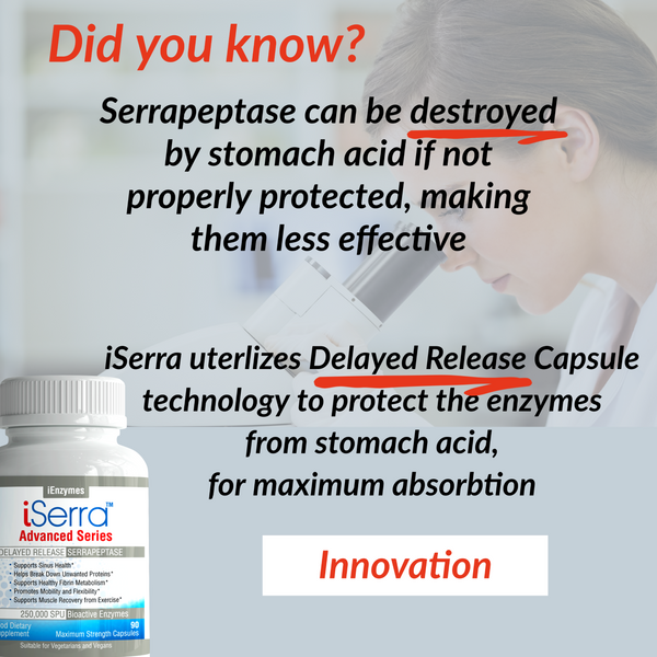 Powerful Serrapeptase Rated At 250,000 SPU Per Capsule - The Original Formula - Delayed Release